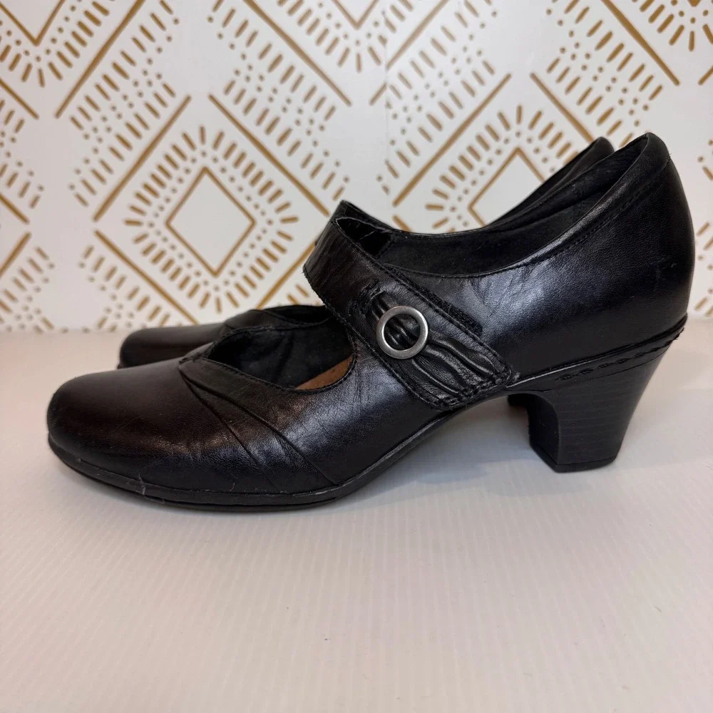 Cobb Hill Mary Jane Heels Black Leather Size 9.5 Dark Academia Goth Whimsigoth - Picture 2 of 10